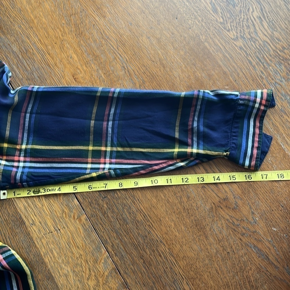 Old Navy Shirt Dress Size XL Pleaded Front Long Sleeves Button Front Navy Plaid - Picture 9 of 14